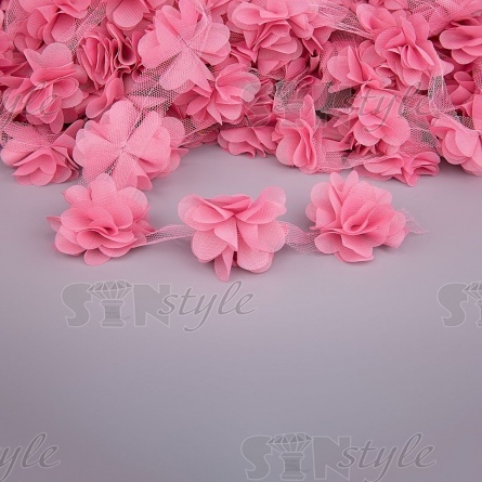 Кружево "Цветочки", ширина 60 мм, цвет пыльно-розовый (50), намотка 10 ярдов фото 1