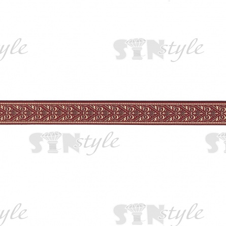 Жаккардовая лента, ширина 20 мм, намотка 10 м, цвет бордовый фото 1