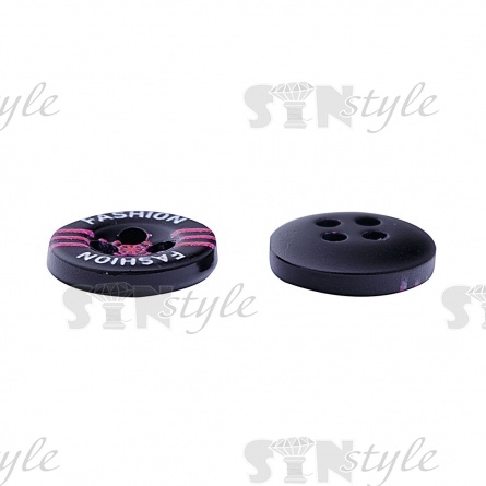 Пуговица пластиковая на четыре прокола, размер 18L, цвет черный/малиновый фото 3