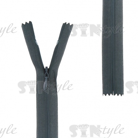 Молния спираль, тип 3, потайная, неразъемная, основа капрон, длина 50 см, цвет 890 (темно-зеленый), бегунок цвета основы фото 1