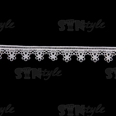 Кружево ажурное матовая нить, ширина 32 мм, цвет белый, намотка 15 ярдов  фото 2