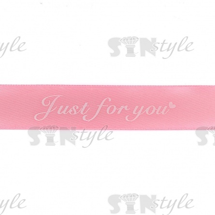 Лента атласная с принтом,  ширина 25 мм, намотка 100 ярдов, цвет розовый (№04) фото 2