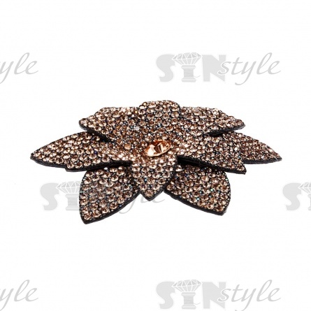 Аппликация с элементами из страз, цвет шампань, диаметр 60 мм фото 2