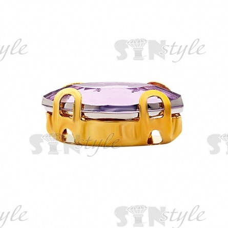 Стразы пришивные акриловые в цапах, форма лодочка, цвет золото+сиреневый, размер 5х10 мм, 200 шт/уп фото 2