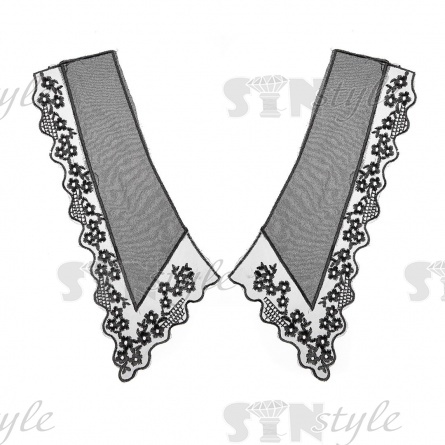 Воротник пришивной двухслойный из тонкого капрона, по внешнему контуру ажурная вышивка в тон основы, размер 275х110 мм  фото 1