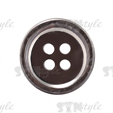 Пуговица пластиковая на ножке, черная с серым, 28L фото 3