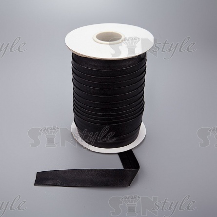 Бейка, искусственная кожа, ширина 20 мм, цвет черный, намотка 50 ярдов фото 1