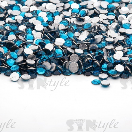 Стразы термоклеевые стеклянные Crystal SS6, форма круг, цвет голубой (905) фото 3