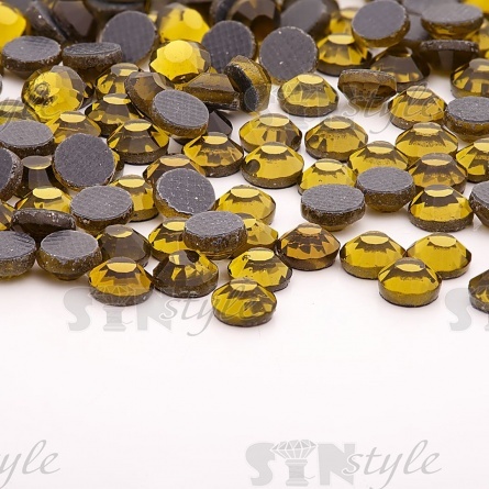 Стразы термоклеевые стеклянные SS16, форма круг, цвет оливковый (922),1440 шт/уп фото 3