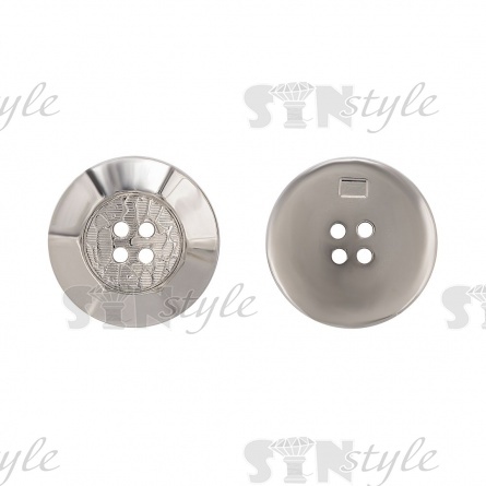 Пуговица пластиковая на четыре прокола, серебристая, 48L фото 1