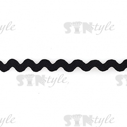 Декоративная тесьма вьюнок, ширина 8 мм, намотка 25 метров, цвет черный (№20) фото 1