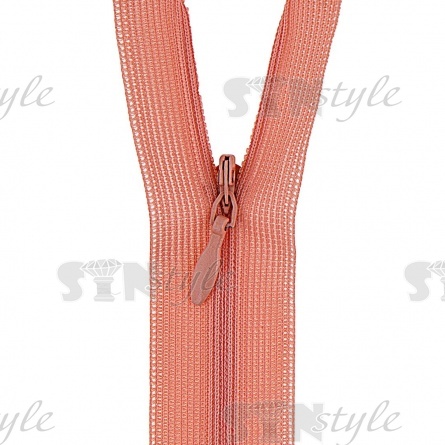 Молния спираль, тип 3, потайная, неразъемная, основа капрон, длина 50 см, цвет 806 (персиковый), бегунок цвета основы фото 2