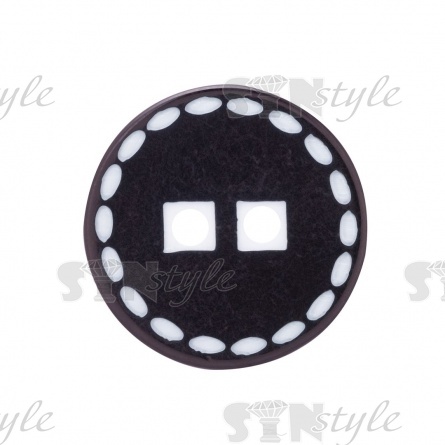 Пуговица пластиковая на два прокола, черная с белым, размер 28L фото 1