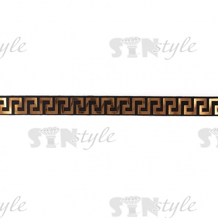 Отделочная тесьма с объемным тиснением фольгой, ширина 20 мм, черная основа с золотой фольгой, намотка 10 ярдов фото 1