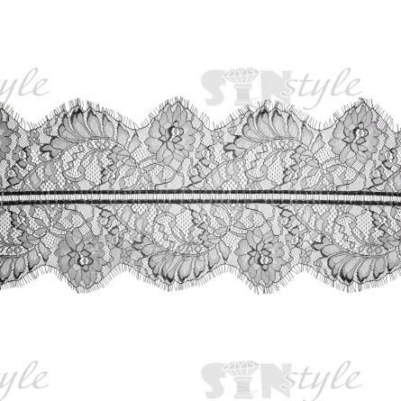 Кружево "Французское", ширина 210 мм, цвет черный, длина 3 метра фото 2