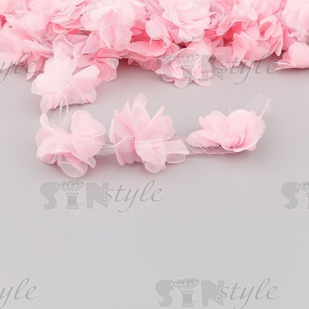 Кружево "Цветочки", ширина 60 мм, цвет розовый (71), намотка 10 ярдов фото 1