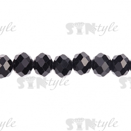 Бусины граненые Рондель (стекло), цвет черный (02), 8 мм, 65 шт/нить фото 2