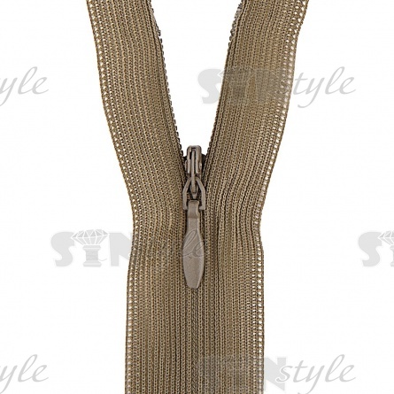 Молния спираль, тип 3, потайная, неразъемная, основа капрон, длина 50 см, цвет 566 (хаки), бегунок цвета основы фото 2