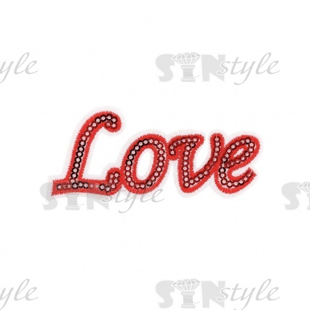 Термоаппликация "Love" с пайетками, размер 85х38 мм фото 1