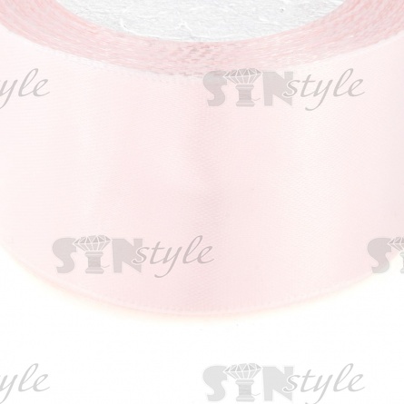 Декоративная лента атласная, ширина 50 мм, длина 25 ярдов, цвет светло-розовый (№063) фото 2