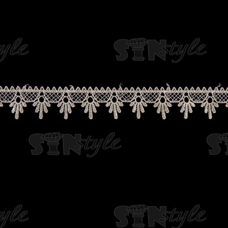 Кружево ажурное, нежная воздушная сеточка с фестонами по контуру, ширина 35 мм, цвет шампань, намотка 15 ярдов фото 1