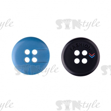 Пуговица пластиковая на четыре прокола, размер 24L, цвет темно-синий фото 1