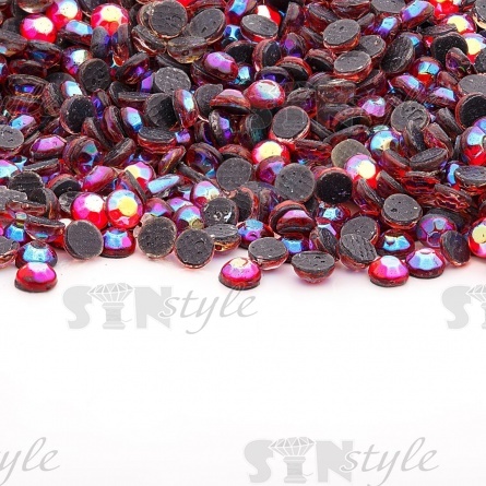 Стразы термоклеевые акриловые SS10, цвет красный радужный (голография), 500 гр/уп фото 1