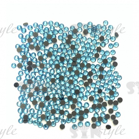 Стразы термоклеевые стеклянные SS16, форма круг, цвет светло-бирюзовый (910), 1440 шт/уп  фото 1