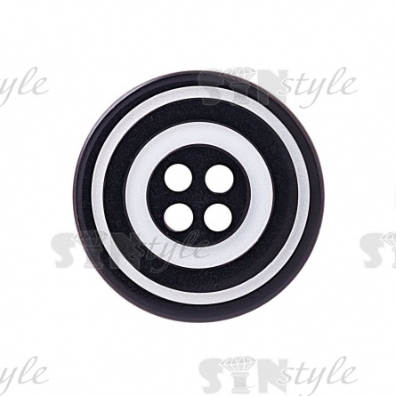 Пуговица пластиковая на четыре прокола, черная/белая, 34L фото 2