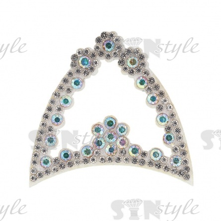 Аппликация "Ушки" из страз, на фетровой основе, размер 50 мм х 45 мм, цвет белый+радужные стразы фото 1