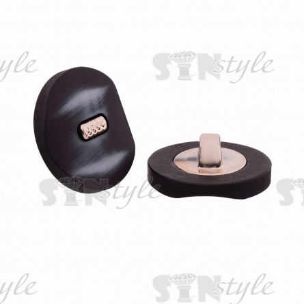 Пуговица пластиковая на ножке, черная с серым, 28L фото 4