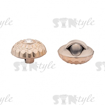 Пуговица пластиковая на ножке, размер 20L, цвет золотой+белая страза фото 2