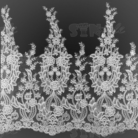 Кружево гипюр, ширина 600 мм, цвет белый, намотка 10 ярдов фото 1