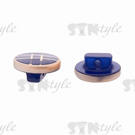 Пуговица пластиковая на ножке, размер 20L, цвет синий с золотом фото 2