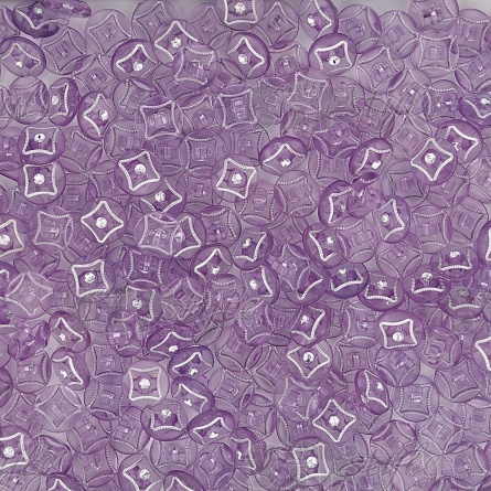 Пуговица пластиковая на ножке, круглая, фиолетовая прозрачная с белой стразой в центре, 20L фото 3