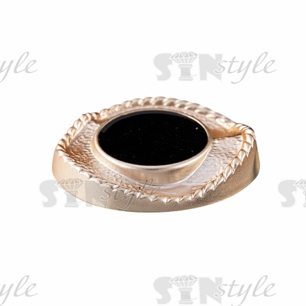 Пуговица пластиковая на ножке, размер 48L, основа золотая неправильной формы с черной эмалью фото 2