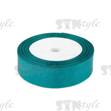 Декоративная лента атласная, ширина 25 мм, намотка 25 ярдов, цвет изумрудный (№115) фото 1
