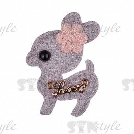 Аппликация 3D "Оленёнок", цвет серый, размер 35х50 мм фото 1