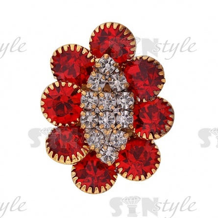 Пуговица металлическая на ножке, размер 17ммх24мм, цвет красный фото 1