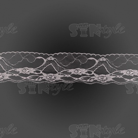 Кружево на сетке розового цвета с розовой вышивкой, ширина 80 мм, намотка 20 ярдов фото 2