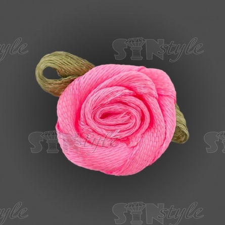 Цветочек из атласной ленты, ярко-розовый, размер 15 мм фото 1