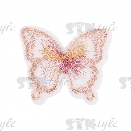 Аппликации бабочки из капрона, размер 50х40 мм цвет персиковый фото 1