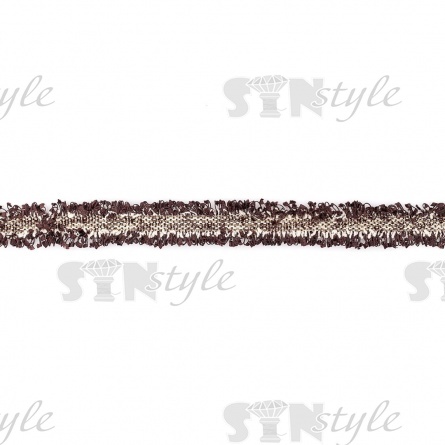 Декоративная тесьма букле с люрексом и бахромой, ширина 25 мм, цвет кофейный, намотка 45 ярдов фото 2