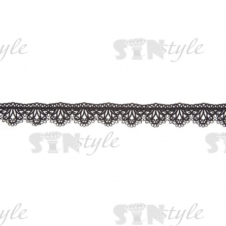 Кружево ажурное матовая нить, ширина 25 мм, цвет черный, намотка 15 ярдов  фото 2