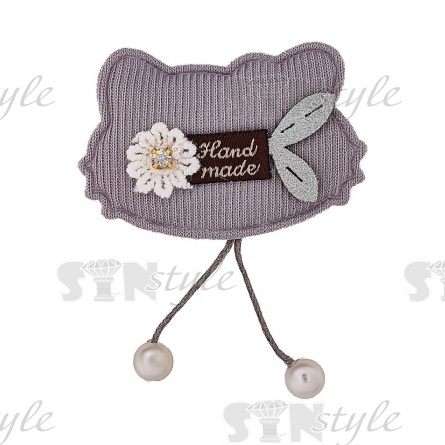 Аппликация 3D "Котик", цвет серый, размер 55х70 мм фото 1