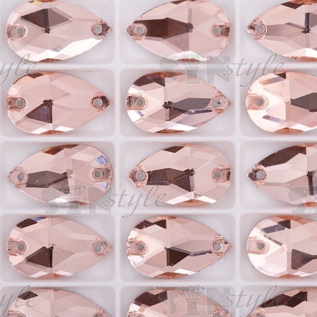 Стразы пришивные стеклянные, форма капля, цвет №22 (пудровый), размер 11*18 мм фото 2