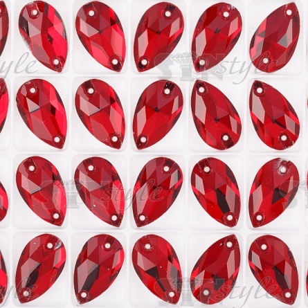 Стразы пришивные стеклянные, форма капля, цвет (красный) №26, размер 11*18 мм, 144 шт/уп  фото 1
