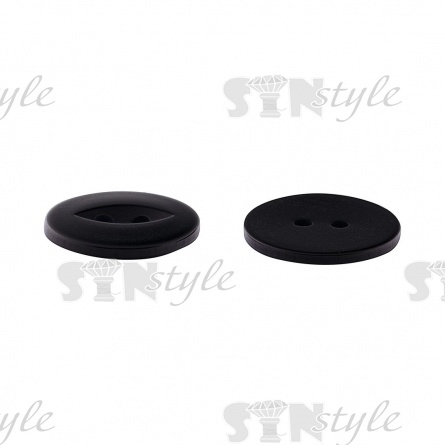 Пуговица пластиковая на два прокола, черная, 24L фото 3