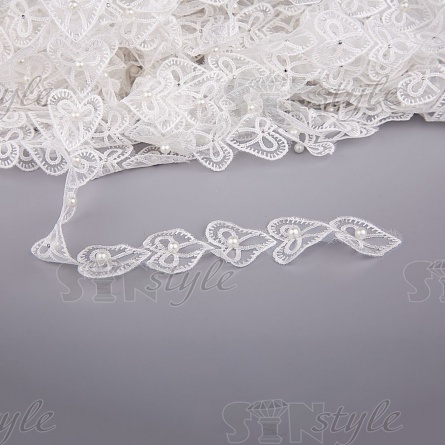 Сердечки из капроновой ленты, ширина 35 мм, намотка 20 ярдов, цвет белый (№7)  фото 2