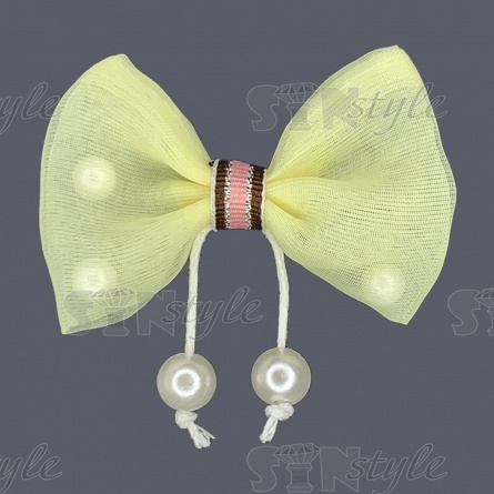 Аппликация 3D "Бантик", цвет желтый, размер 60х40 мм фото 1